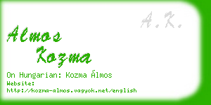 almos kozma business card